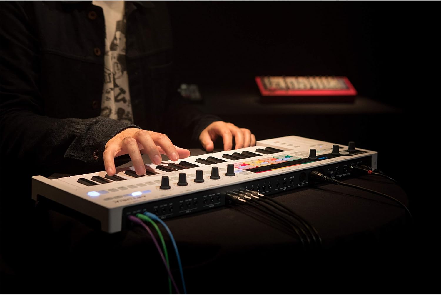 Arturia KeyStep Pro 37-Key USB/MIDI/CV Keyboard Controller and Sequencer, with Aftertouch, 4-Track Polyphonic Sequencer, and Metronome with Gravity Phone Holder and Pro Headphone Bundle