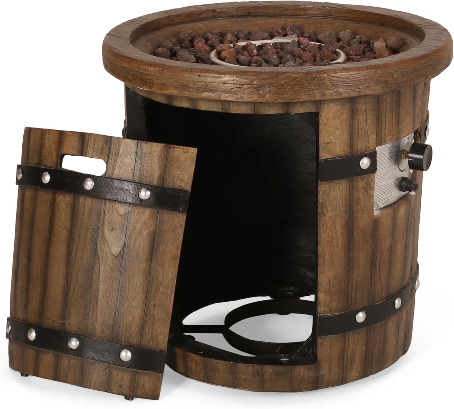 25-inch Round Dark Brown Fire Pit, 40,000 BTU Outdoor Propane Fire Bowl with Lightweight Concrete Design for Patio Garden Backyard 62229.00DBRN-40K