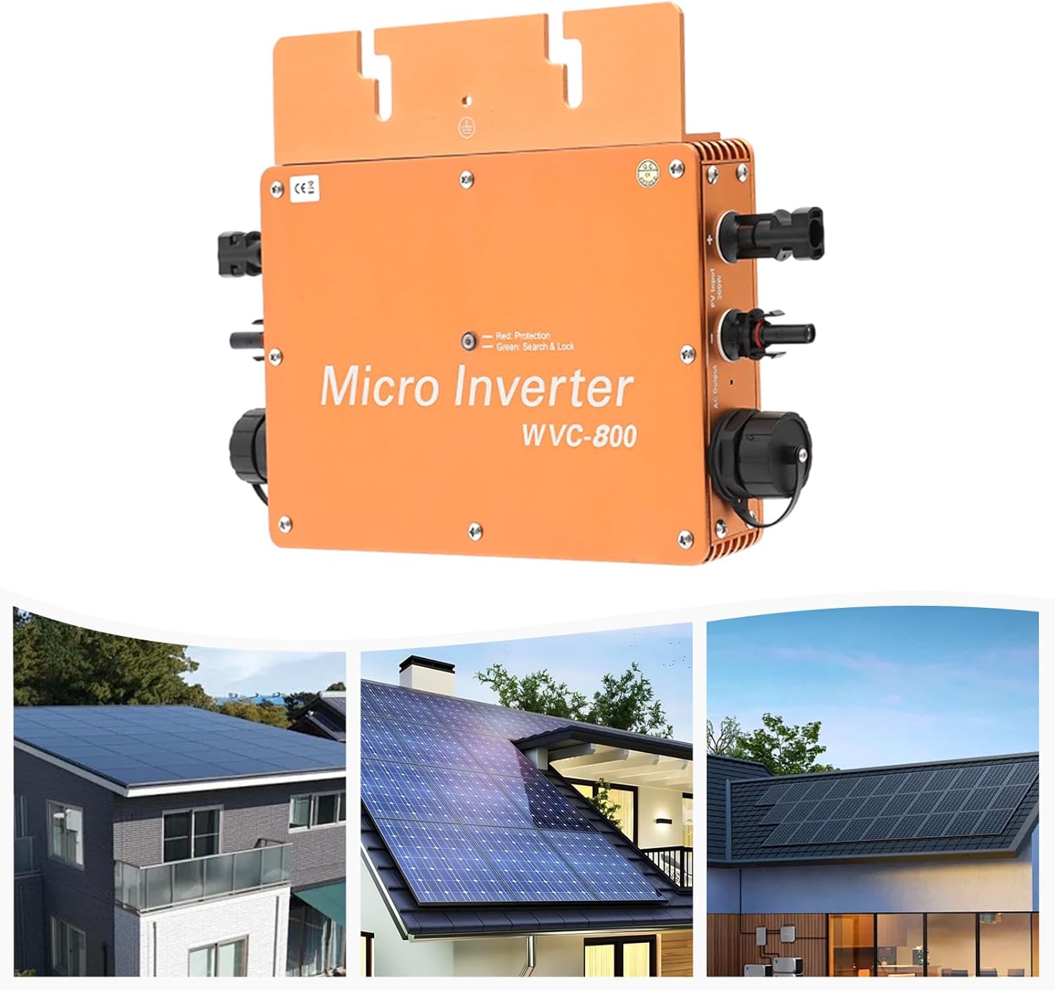 Solar Power Inverter with LCD Display 800W Portable Solar Generator Power Station with SPWM Control Technology Pure Sine Wave Inverter for Outdoor Camping RV Truck Boat-Gold