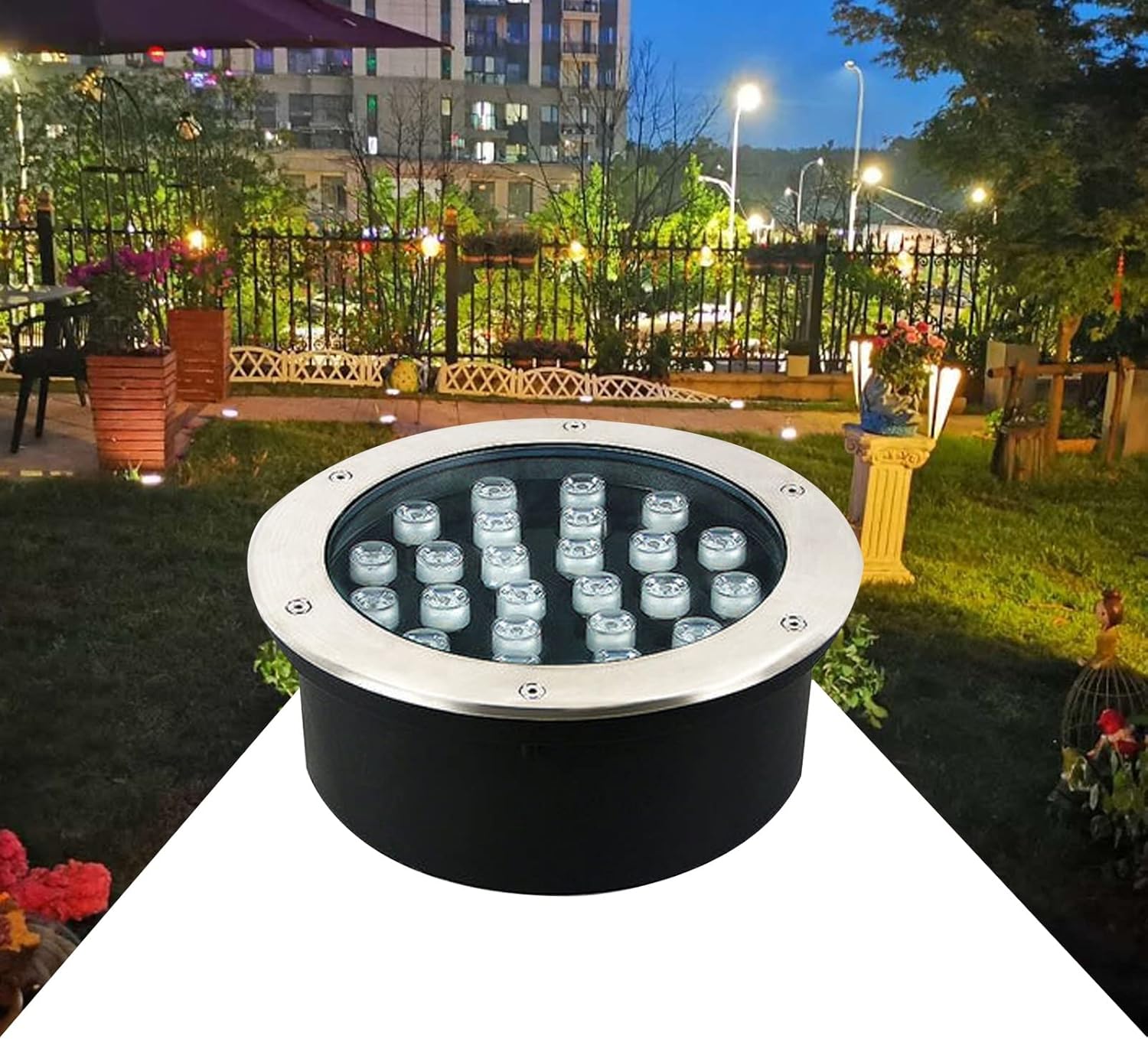 Buried Light Garden Recessed Underground Lamp Anti-Rust Aluminum IP65 Waterproof Outdoor Landscape Lights for Driveway Patio Bridge Hotel (Color : Red, Size : 24W-AC85-265V)