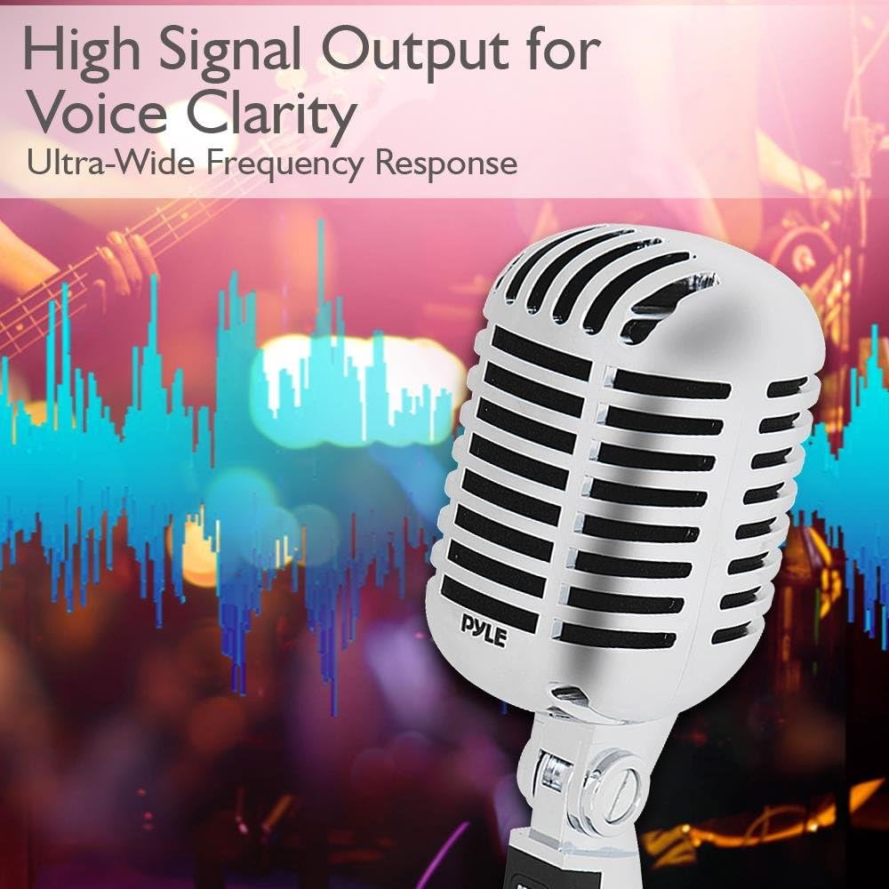 Pyle Pro PDMICR42SL Old Fashioned Vintage Retro Style Dynamic Adjustable Compact Desktop Studio Mic Professional Vocal Recording Microphone (4 Pack)