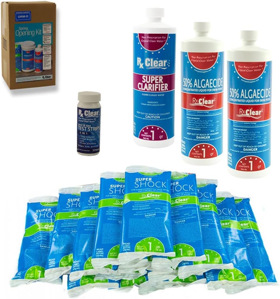 Rx Clear Chemical Maintenance Pool Kit Plus Opening Kit (Without Chlorine (Up to 15,000 Gallons))