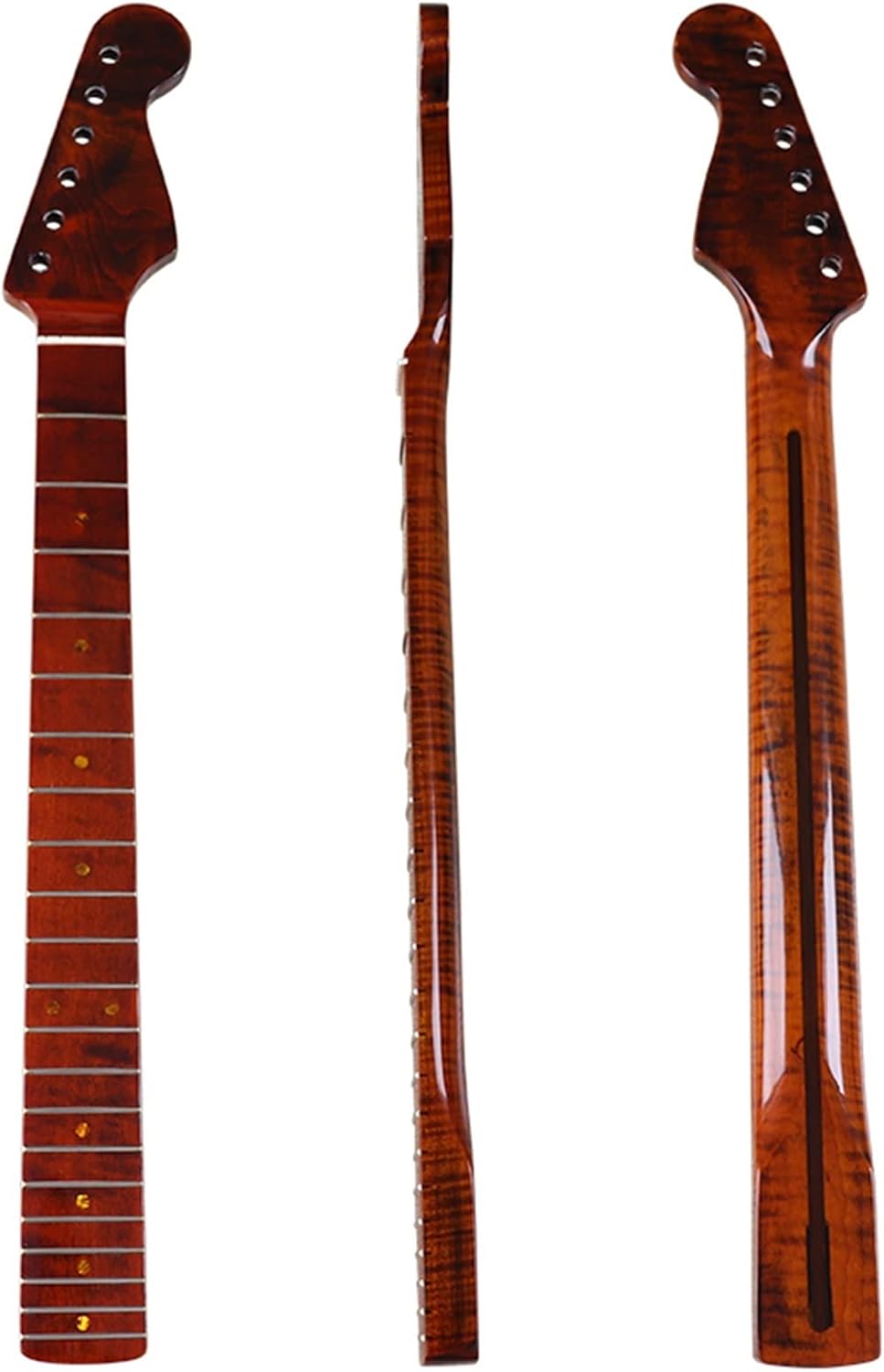 Electric Guitar Neck Second Degree Canada Roasted Flame Maple Neck Brown 6 Strings 21F Guitar ​Neck Replacement