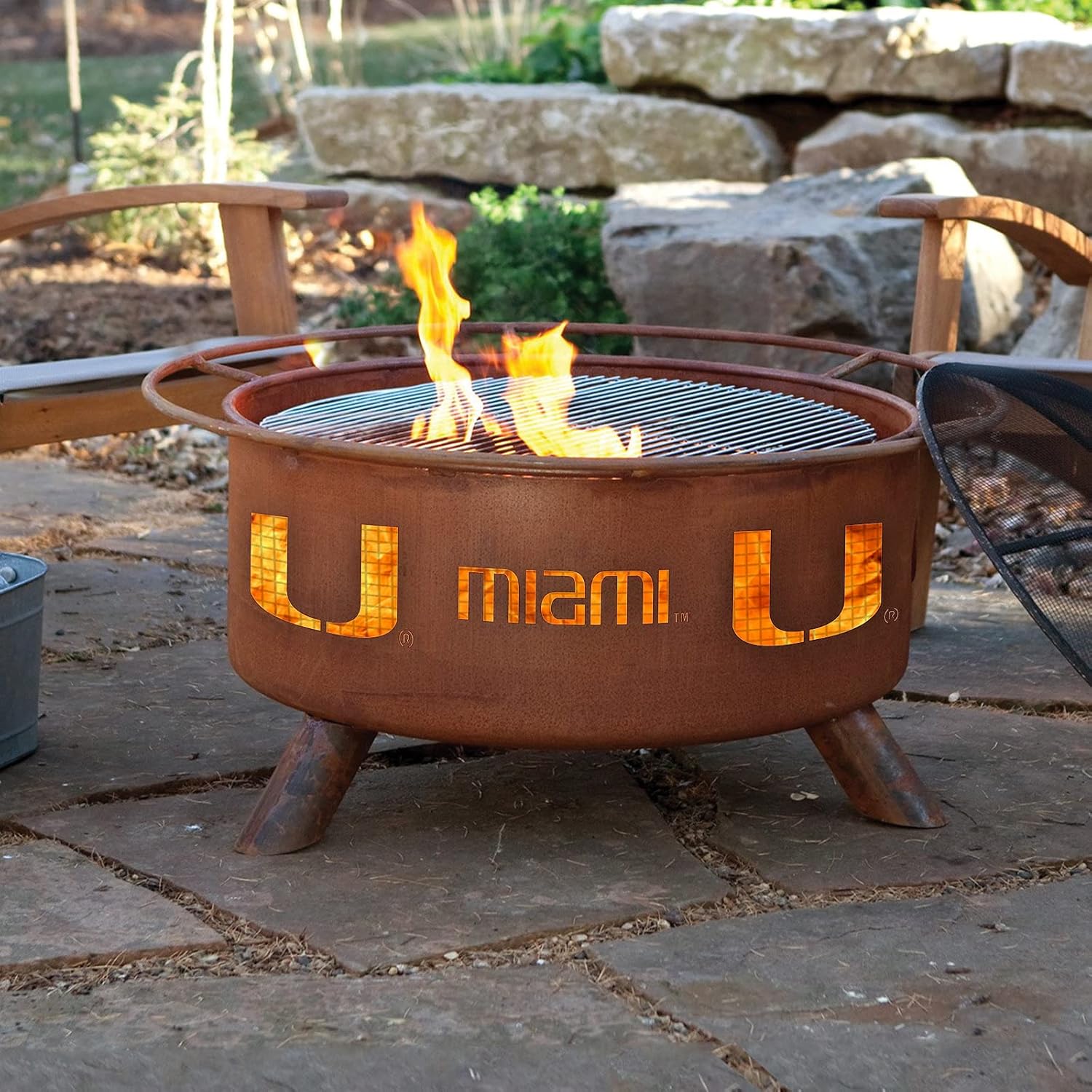 Patina Products F225 Miami Steel Outdoor Fire Pit - 24 x 24 x 11 inch - Natural Rust Patina Finish
