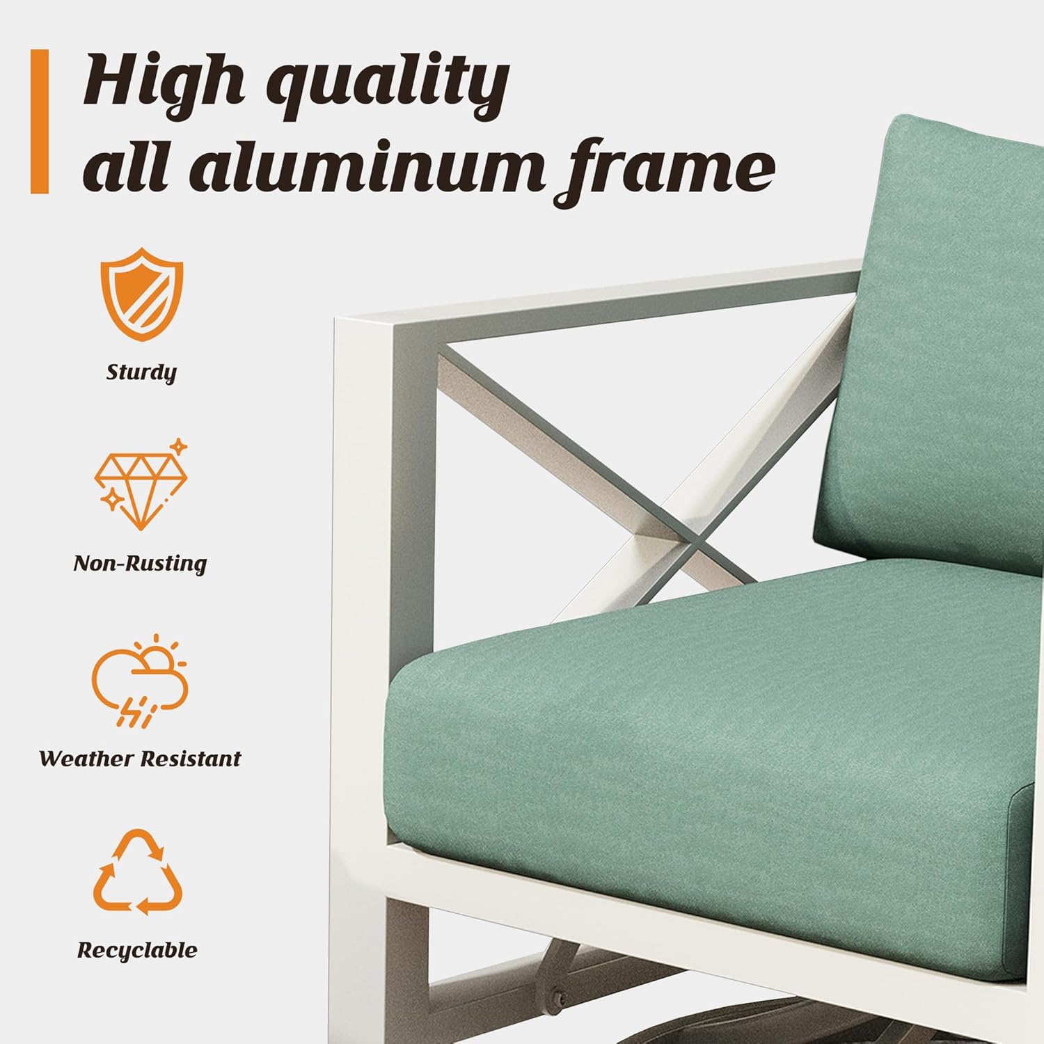 Aluminum Patio Furniture Set with Fire Pit Table,7-Seats Patio Sectional Conversation Sofa with 6