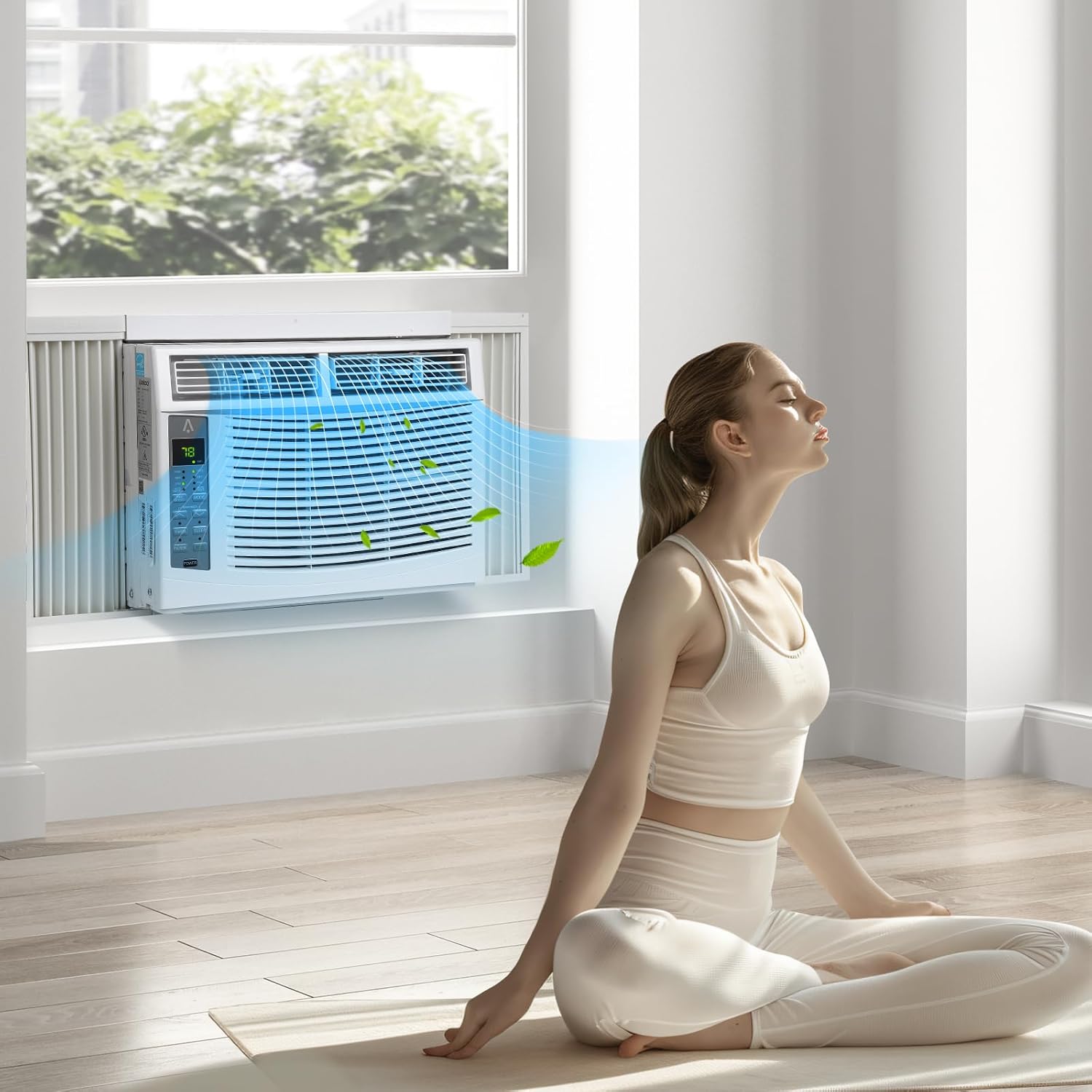 Window Air Conditioner 6000 Btu，Air Conditioner Window Unit Efficient Cools Up to 250 Square Feet，Window Ac Units with Remote, 3 Cooling & Fan Speeds, Window Install Kit