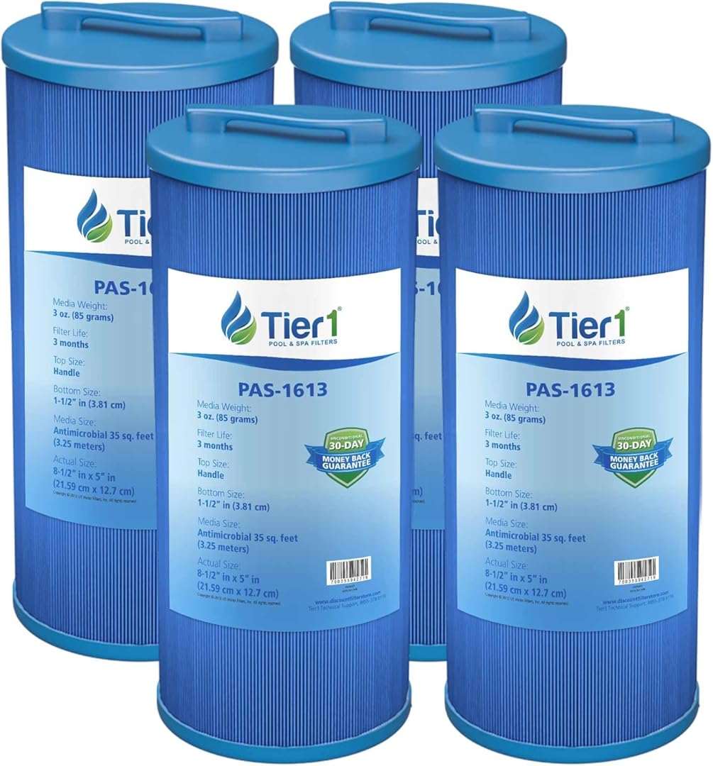 Tier1 Spa Filter Cartridge Replacement for Waterway Teleweir 35 SF – 4 Pack | Compatible with 817-4035, Pleatco PWW35L, Unicel 4CH-935 | 9-1/4