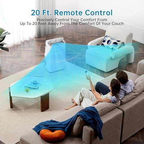 14000 BTU Portable Air Conditioner - 4 in-1 Cooling, Dehumidifier, Fan & Sleep Mode, Quiet AC Unit for Rooms up to 750 Sq.Ft, 24H Timer, Remote & Window Kit Included, White Top Cover