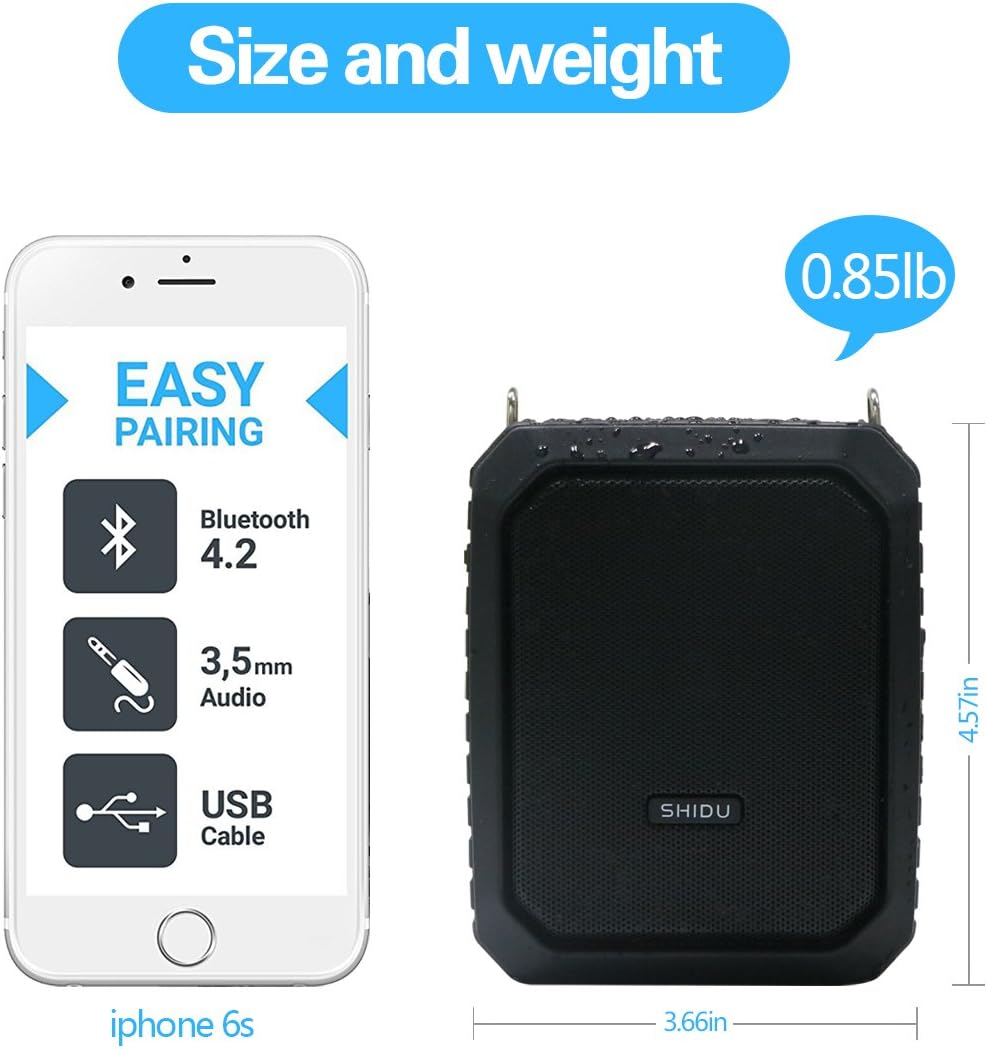 Wireless Voice Amplifier with Bluetooth 5.3 | 18W Portable PA System with Waist Clip, Waterproof Rechargeable Megaphone Microphone and Speaker for Teachers, Tour Guide, Presentation