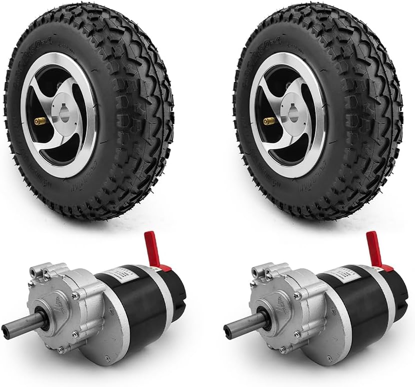 Dual 9 Inch Wheel 24V 700W Garden Tool Cart Lawn Mower Brushed Gear Motor Kit with E-brake Lever (no controller, Max 5kph)