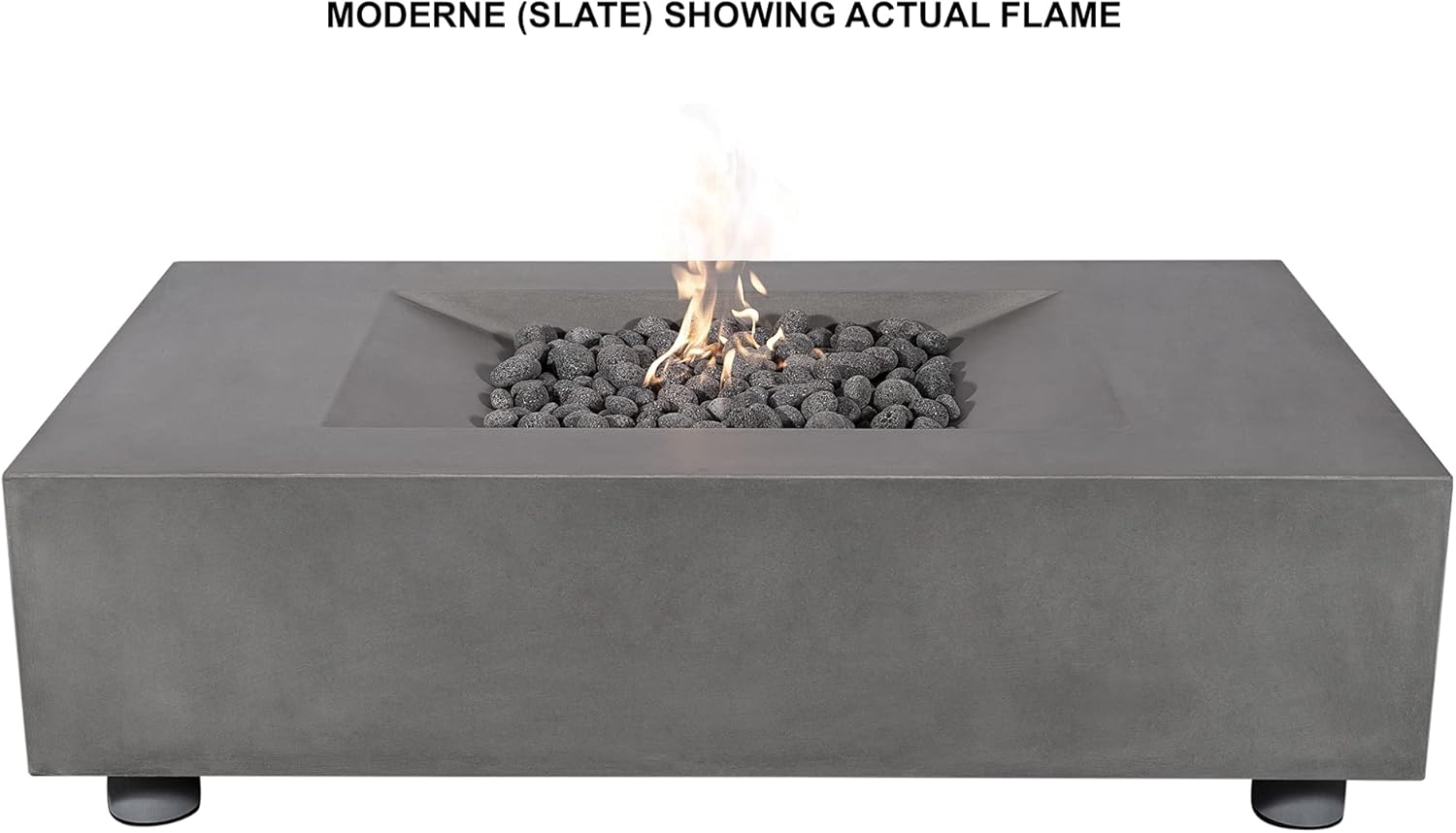 Pyromania Moderne Outdoor Concrete Fire Table, 58 x 32 Inches - Propane Model in Slate Gray Color