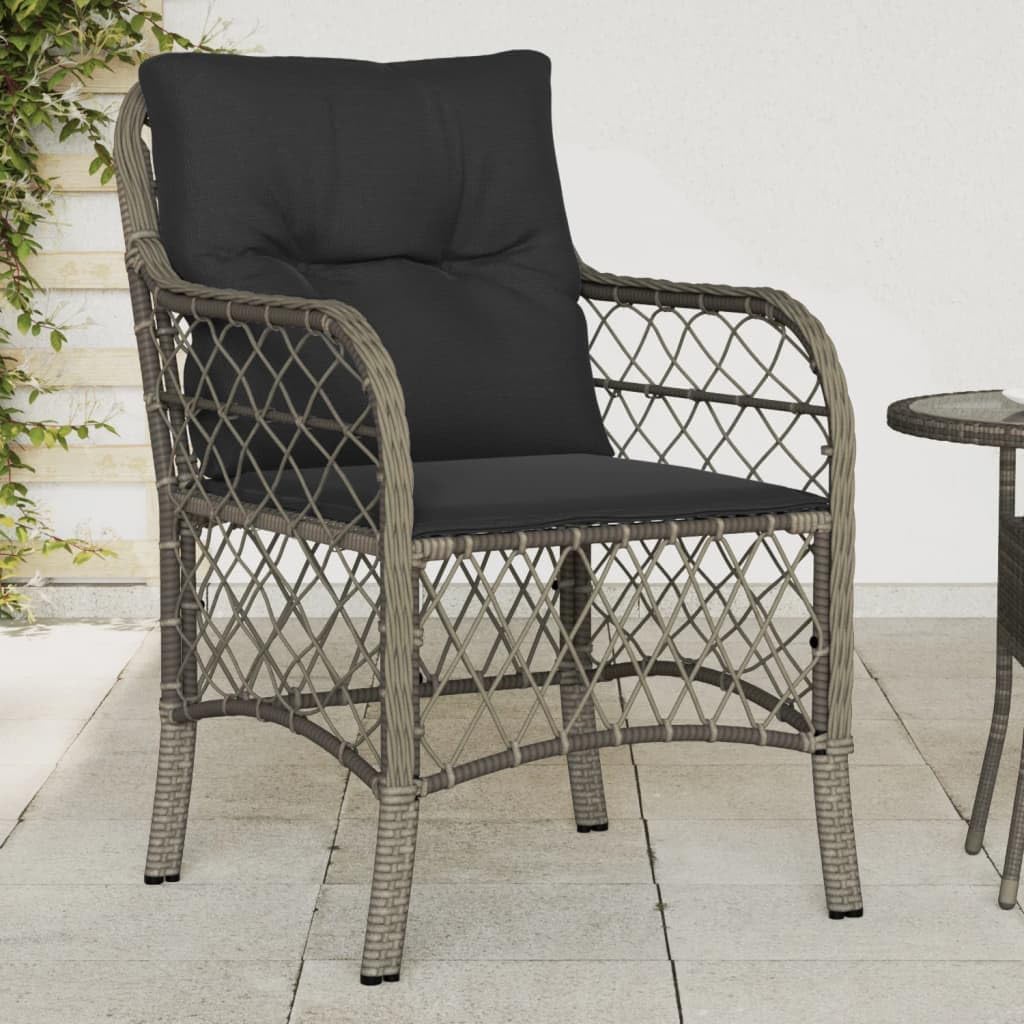 Patio Chair Patio Chairs with Cushions 2 pcs Gray Poly Rattan