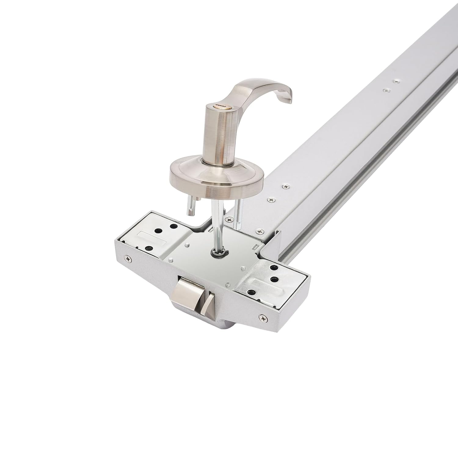 Door Push Bar Panic Exit Device, 39” Commercial Emergency Exit Door Push Bar with Exterior Handle and 3 Keys, Steel Emergency Accessories Alarmed Fireproof Commercial Exit Devices