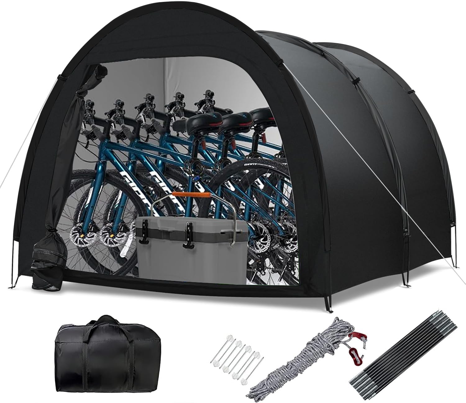 Storage Shed Large Bike Cover Storage Shed Tent Portable Garage Shelter Storage Shelter Foldable Outdoor Bicycle Storage Sheds with 210D Oxford Fabric PU3000 Waterproof for Home Garden Outdoor