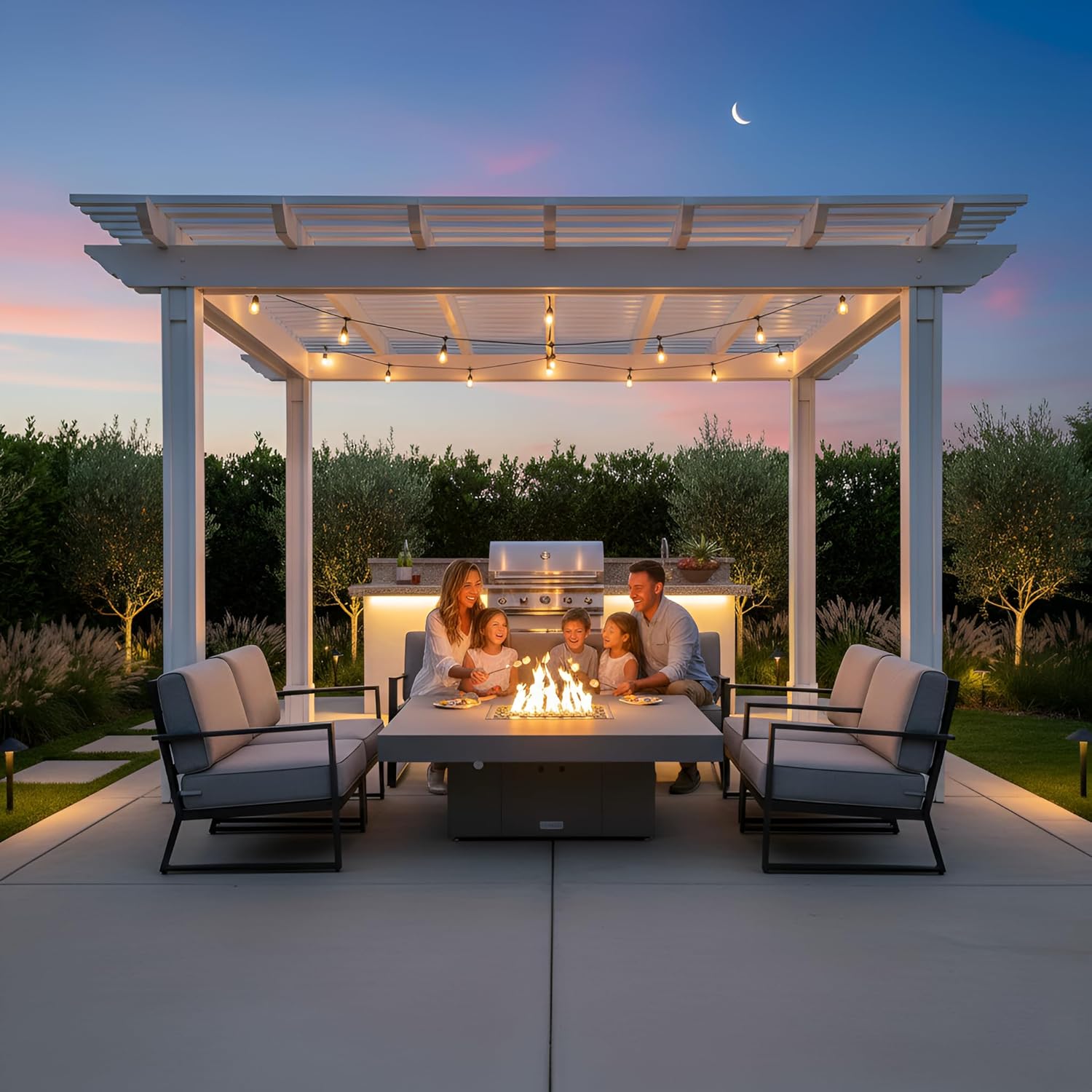 COOKE Santa Barbara Rectangular Fire Pit Table - 40 x 30 - Natural Gas - Brushed Aluminum Top - Grey Texture Powdercoat Base