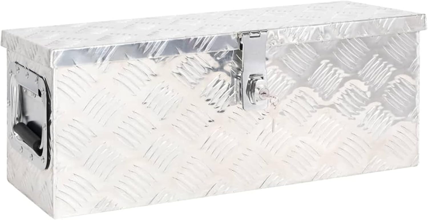 Aluminum Storage Box, Durable Outdoor Deck Box with Lockable System, 23.6x9.3x9.1 Inches, for Patio, Garage, and Camping
