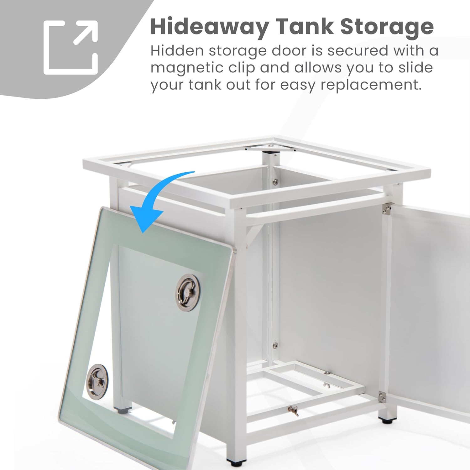 LeisureMod Walbrooke Modern Square Fire Pit Table and Tank Holder with Powder Coated Aluminum for Patio and Backyard Garden, White