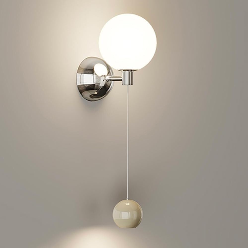 Modern Cream Style LED Wall Light Globe Milk White Glass Shade Wall Sconce Lighting Fixture 2-Light Chrome Hanging Wall Lamp Up Down Indoor Decor Lighting Fixture(Cream Color)