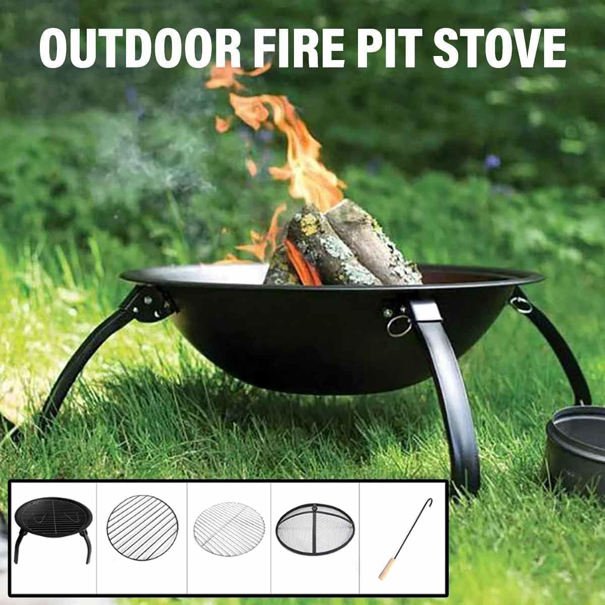Outdoor Party BBQ Fire Pit with Stick Winter Heating Furnace Charcoal Fireplace Brazier Burning Stove BBQ Grill for Backyard Garden Patio Camping