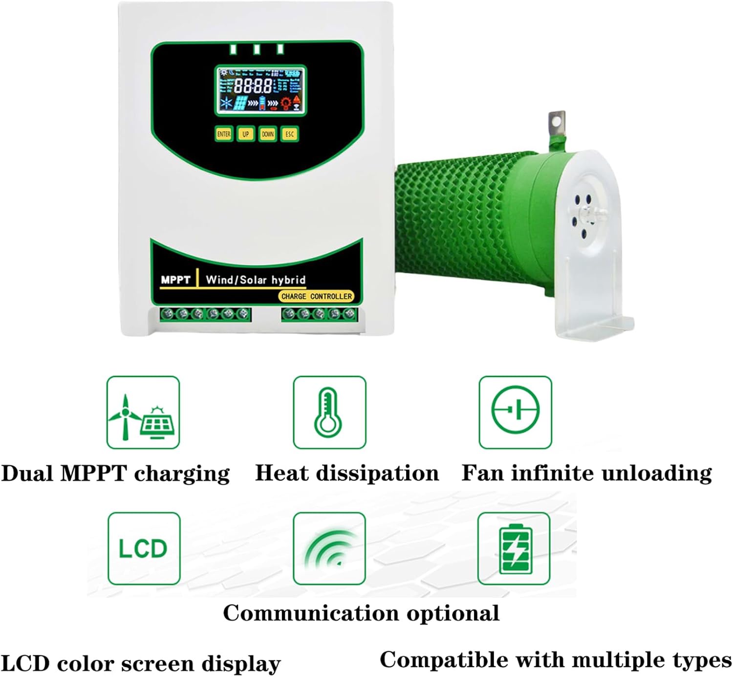 12v, 12V 24V 48V 220V MPPT Hybrid Solar Controller with Dump Load 12V 24V Auto 48V Regulator for Wind Turbine Solar Pane(10000W)