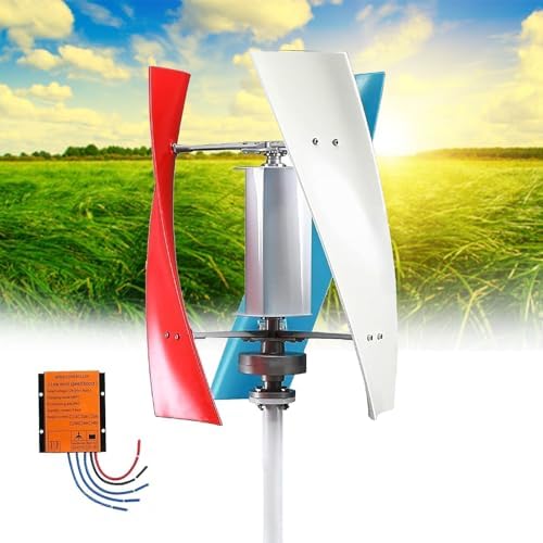 20000W Vertical Axis Wind Turbine Generator Kit - 12V 3-Blade Power Generator with Electromagnetic Controller & Permanent Magnet for RVs, Cabins, Off-Grid, Renewable Energy (White)
