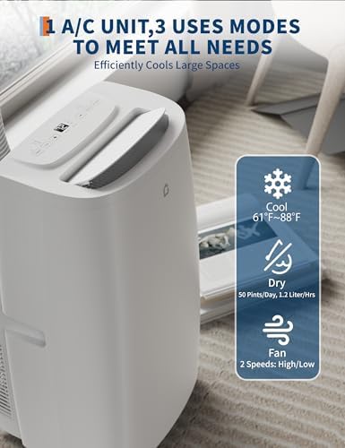 14,000 BTU Portable Air Conditioner,3 in-1 Portable AC Unit Cools/Fan/Dehumidifier up to 750 sq.ft,Ac unit with 24H Timer,Remote Control,Bedroom