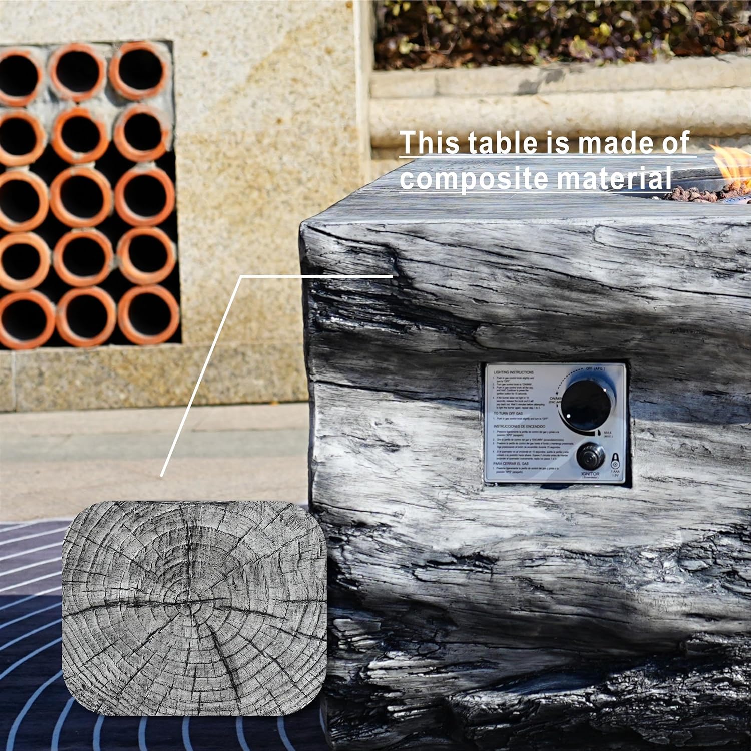 Direct Wicker Gray Aluminum 4-Person Outdoor Seating Group with Firepit and Cushions