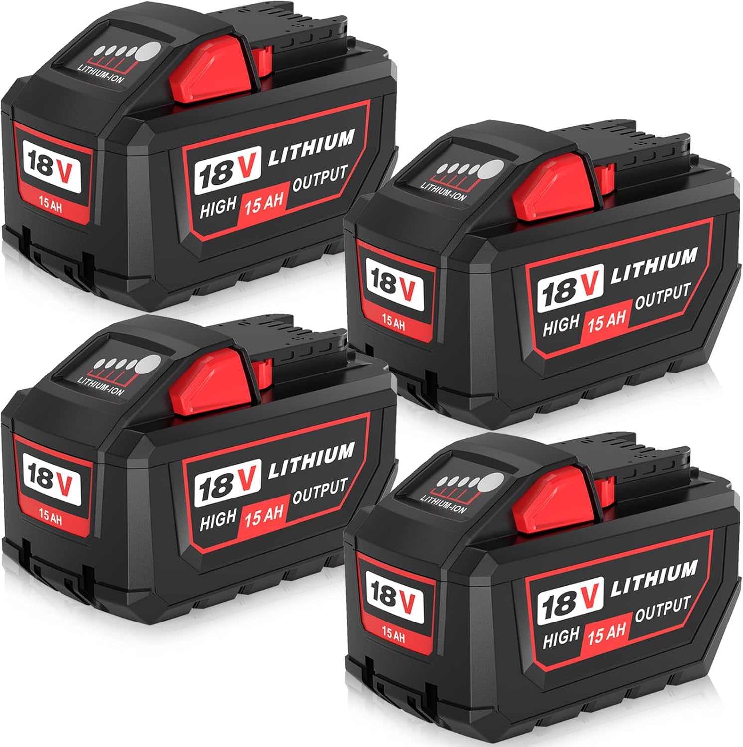 4Pack 15000mAh Lithium-ion Battery Replacement for Milwaukee 18V Battery Long Runtime Compatible with Milwaukee 18V Lithium Battery 48-11-1862 48-11-1852 48-11-1882 Cordless Tools (15.0Ah 4Pack)