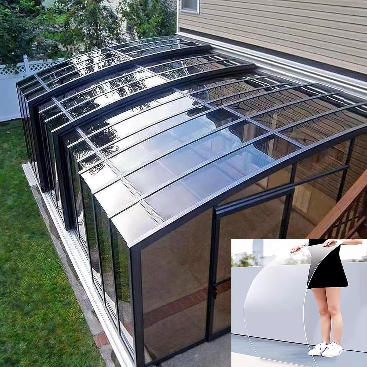 Transparent Polycarbonate Plastic Sheet, 1.5mm Thick PC Endurance Board Waterproof Heatproof Flexible Impact Resistant Easy to Cut Bend for Greenhouses Carport Patio Roof Garden(Size: 2.62x27.9ft)