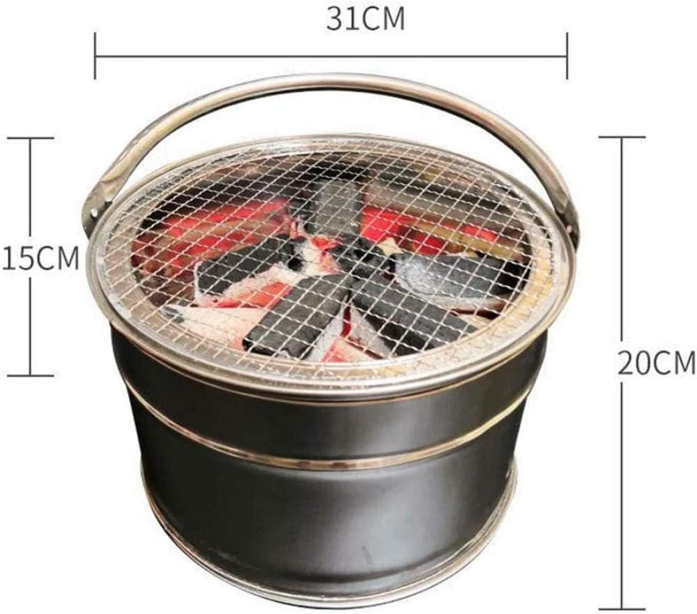 Mini Portable Fire Pit - Small Firepit Bowl -Stainless Steel,Outside with Cooking BBQ Grill Grate, Portable with Handles - for Outside Patio & Backyard Use-D