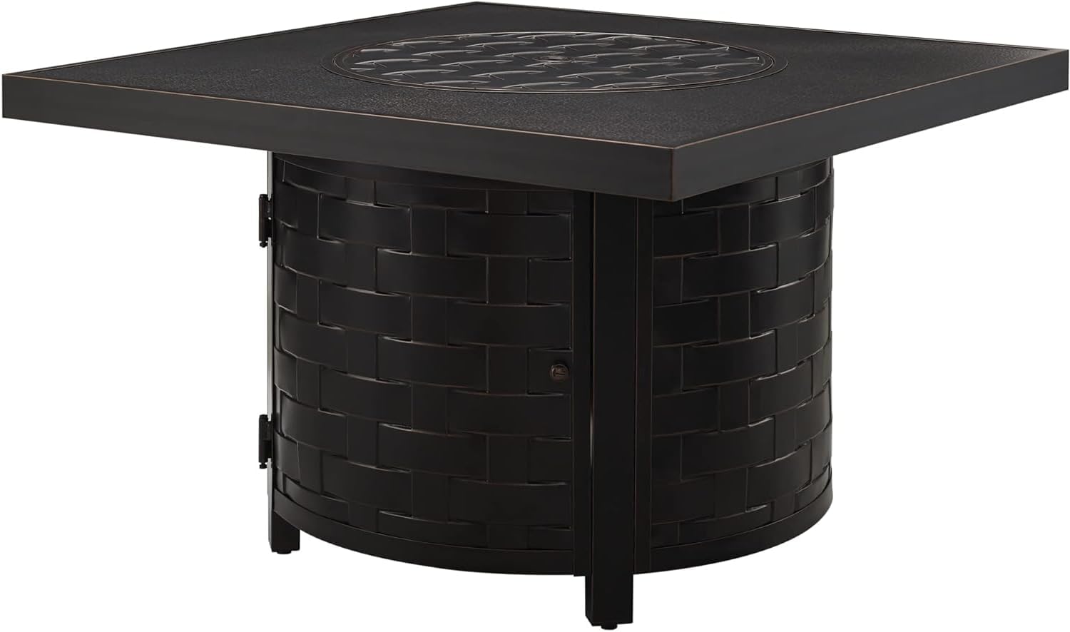 Square LPG/NG Gas Fire Pit Table 55K BTU w/Burner Lid, Cover, Fire Glass #65153