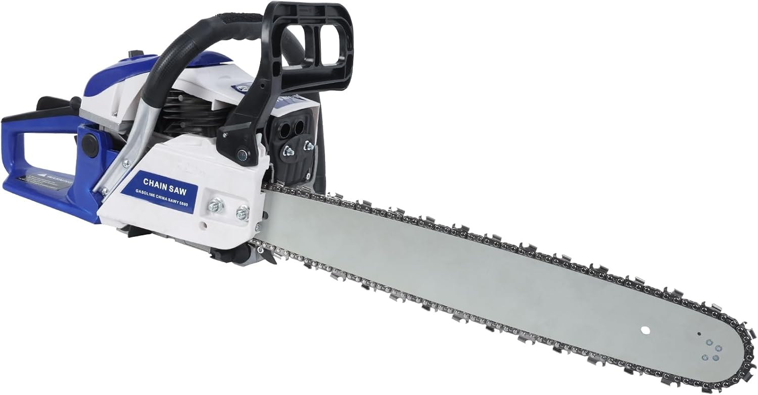 Gas Chainsaw 58CC Power Chain Saw 20 Inch Guide Board Chain saws 2-Cycle Gasoline Handheld Cordless Petrol Chain Saws for Trees Gas Powered Farm, Ranch and Garden Tools