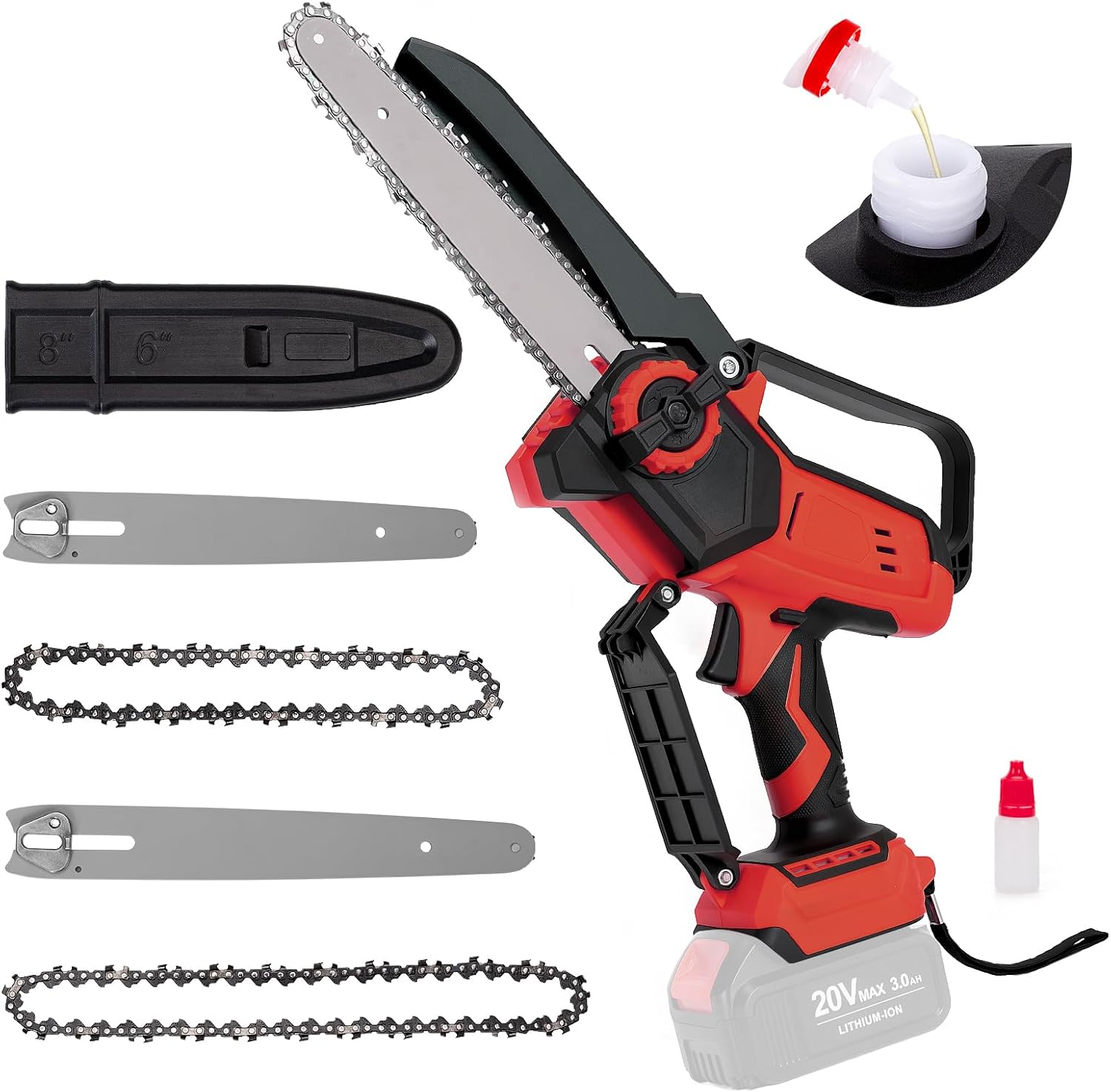 Mini Cordless Chainsaw for Milwaukee M18 Battery,6 Inch & 8 Inch Electric Battery Powered Brushless Chainsaw,400W Auto Oiler Hand Saw for Wood Cutting Tree Trimming(Only Tool)