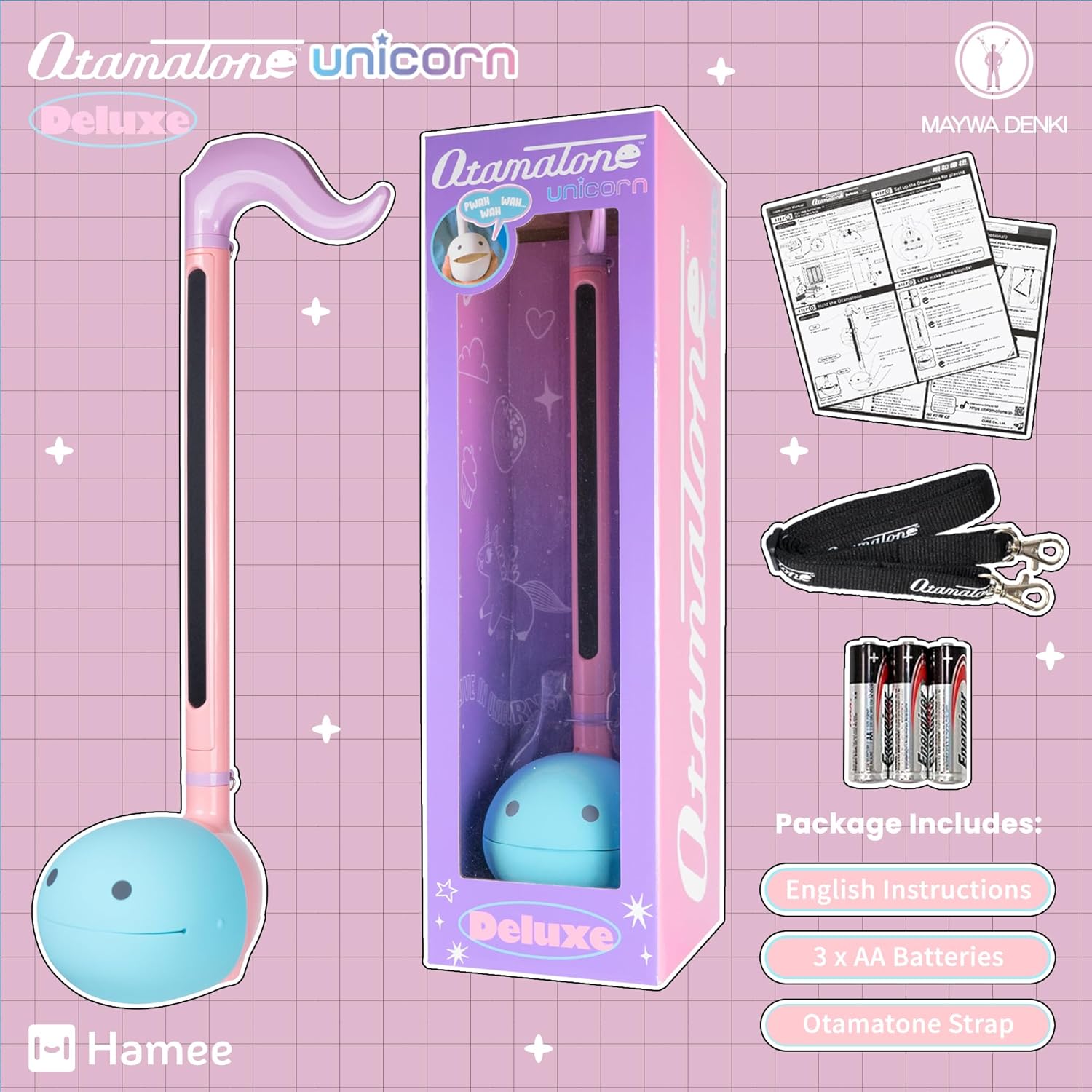 Otamatone Regular [Unicorn] and OT Deluxe [Unicorn] Bundle Japanese Electronic Musical Instrument Portable Music Synthesizer Maywa Denki Award Winning Educational Fun Gift for Children Teen Adult