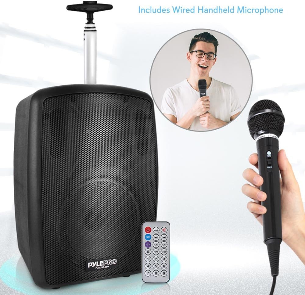 Pyle Wireless Portable PA Speaker System - 360W Bluetooth Compatible Battery Powered Rechargeable Outdoor DJ sound Speaker Microphone Set with MP3 USB SD FM Radio RCA 1/4