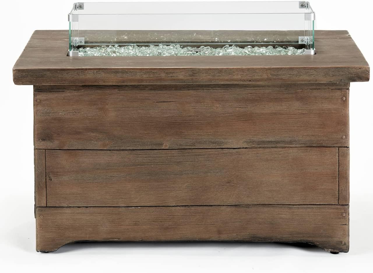 Bluegrass Living HF42603 Barnyard Style Propane Fire Pit Table for Patio and Deck Use, MGO Construction, Includes Glass Beads and Protective Cover, 42 Inch x 20 Inch, Gray