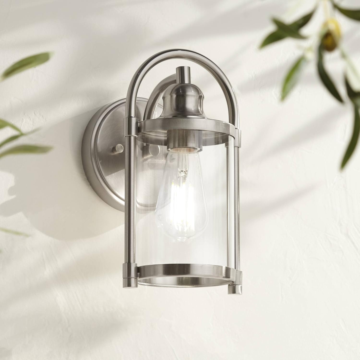 John Timberland Avani Rustic Farmhouse Outdoor Wall Light Fixture Brushed Nickel 10 1/4