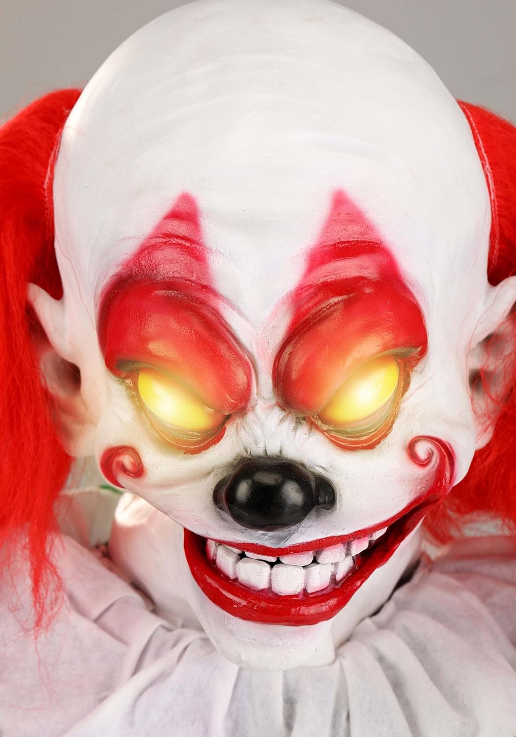 Fun Costumes 4FT Little Killer Clown w/Knife Animatronic Decoration, Lifelike Step-pad Activated Clown Halloween Decoration