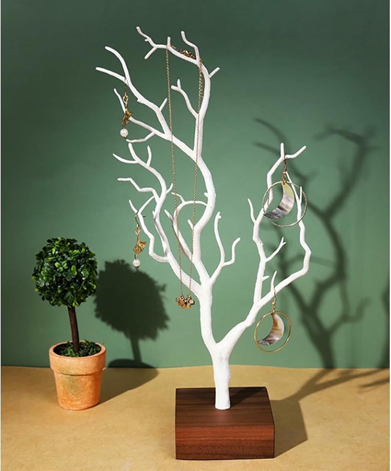Tree Branch Jewelry Display Stand Jewelry Organizer Holder Rack for Earrings, Necklaces, Bracelets and Other Accessories (White) (White)