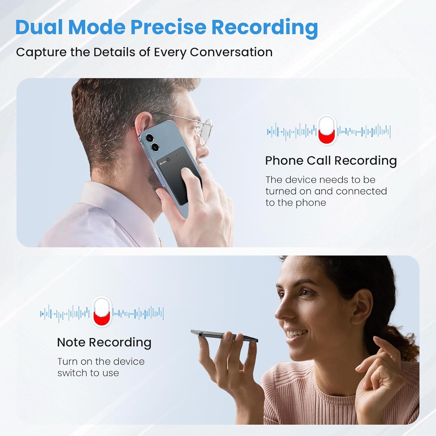 AI Voice Recorder, Transcribe & Summary Voice Recorder with Playback, Digital Voice Recorder Supporting Real-Time Translation in 59 Languages, Audio Recorder for Lectures, Meetings, 64GB Memory