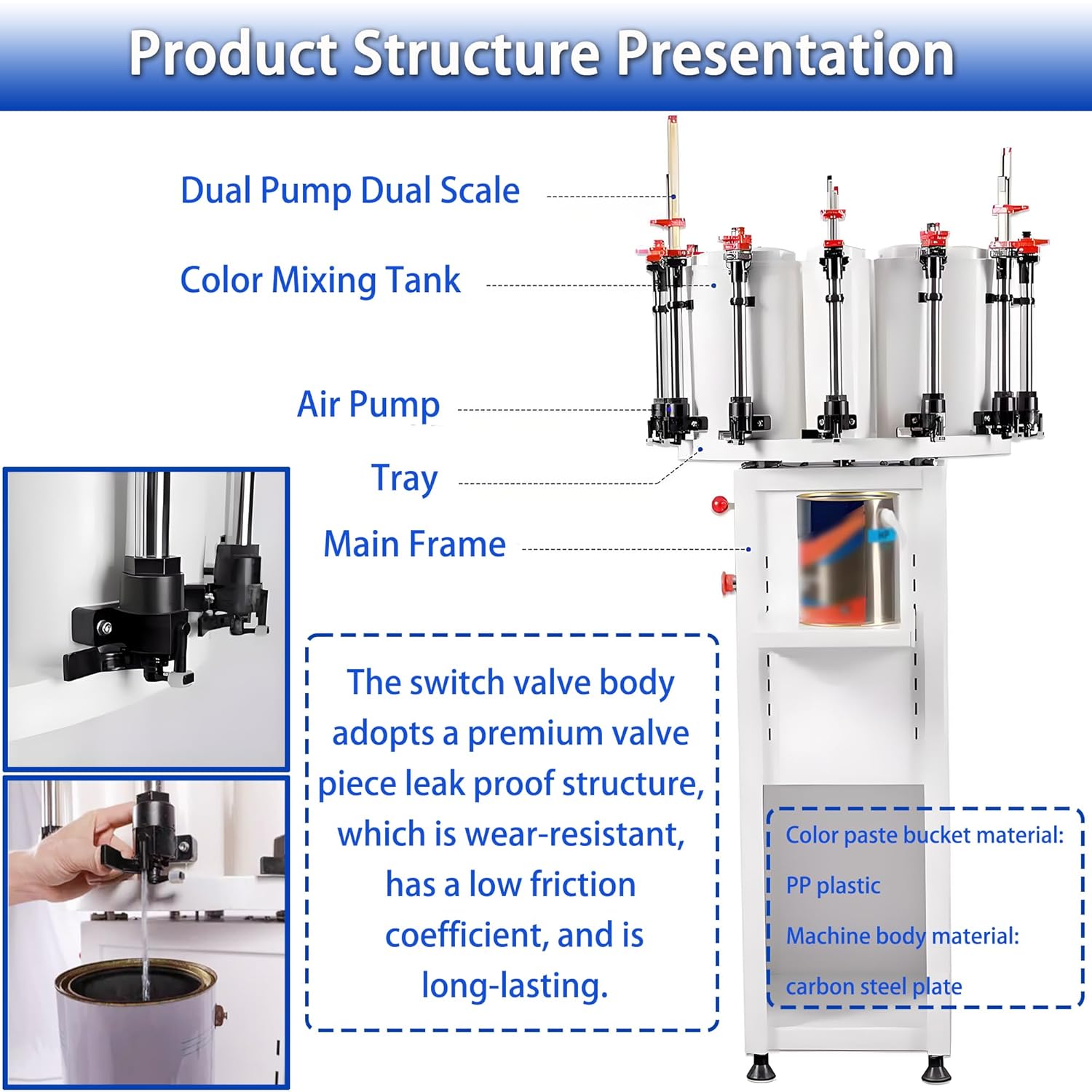 Commercial Paint Colorant Dispenser 2.3L Paint Color Tinting Machine 14 Stations with Dual-Pump Double-Gauge Lock Auto-Mixing Rotating Tray 110V Paste Mixing Machine for Water Oil Colorants