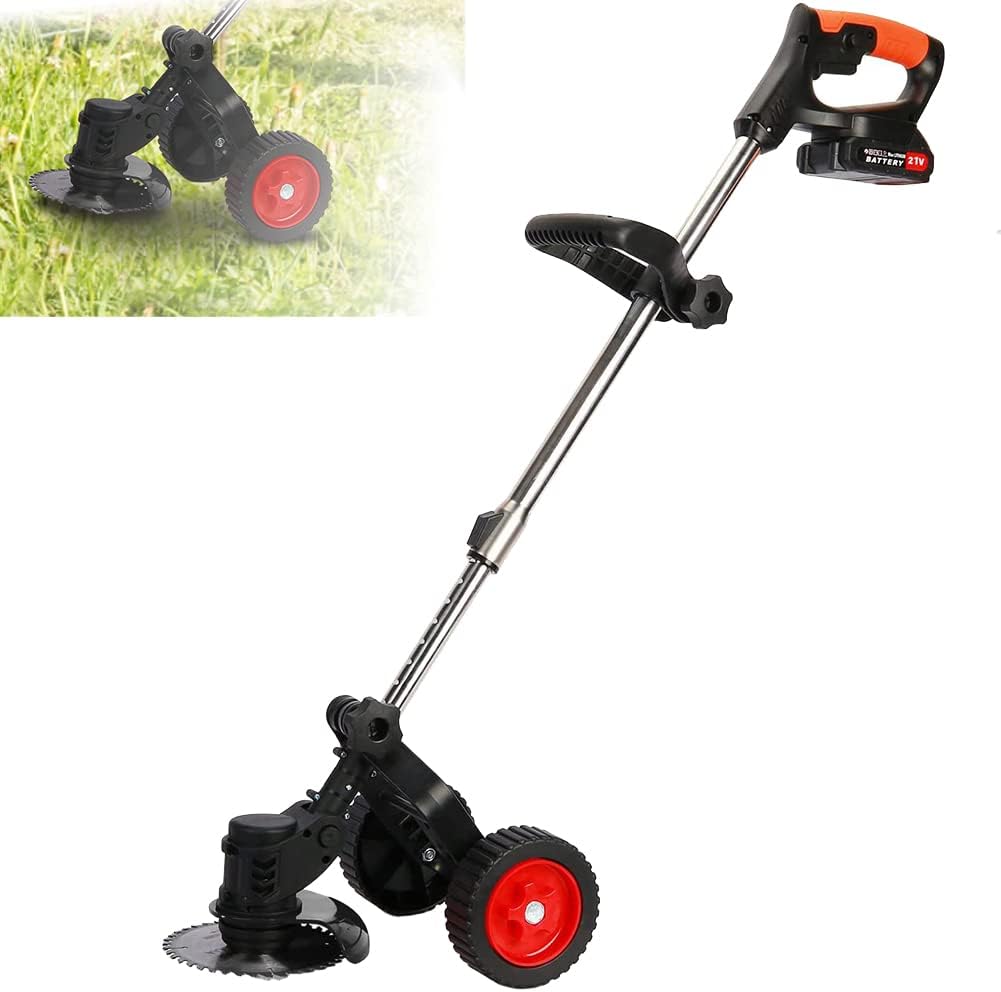 Electric Hand Push Lawn Mower, Cordless Lithium Battery Lawn Mower with Detachable Wheels and LED Power Display, Multifunctional Folding Lawn Mower, Ideal for Small and Mid-Sized G