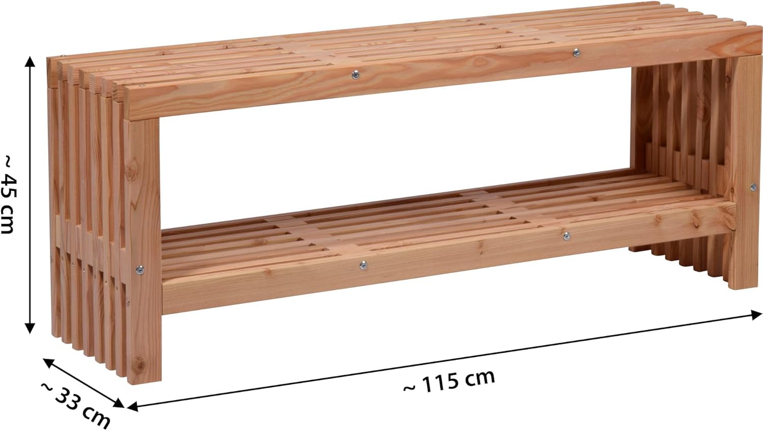 dobar® Green Label Freja 29109FSCe Garden Bench with Firewood Compartment Modern Bench with Storage Space Robust Douglas Fir Wood with Protective Glaze Solid Wooden Bench 115 x 30 x 45 cm Natural