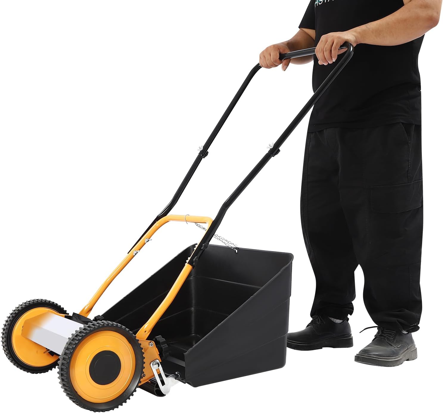 Hand Push Lawn Mower Reel Mower Push, Wheeled Lawn Mower, Adjustable Cutting Height with Grass Catcher Easy to Use for Garden Yard (14 inches)