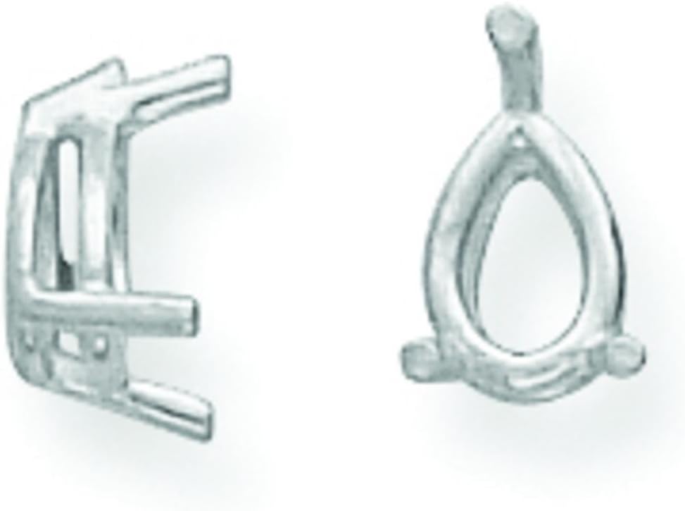 14K WG 3 Prong Pear Wire Basket Head 5.25x7.75mm