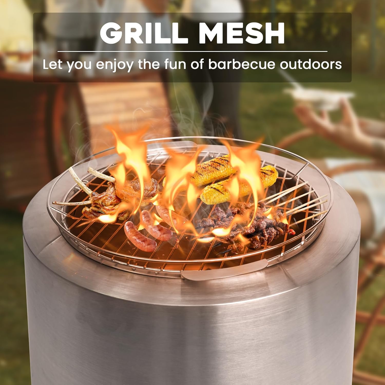 Akeacubo Large Smokeless Fire Pit with Removable Ash Pan, Portable Stainless Steel Bonfire Pit Outdoor Wood Burning Firepit for Outside Patio Picnics Camping with Carry Bag(17 Inch)