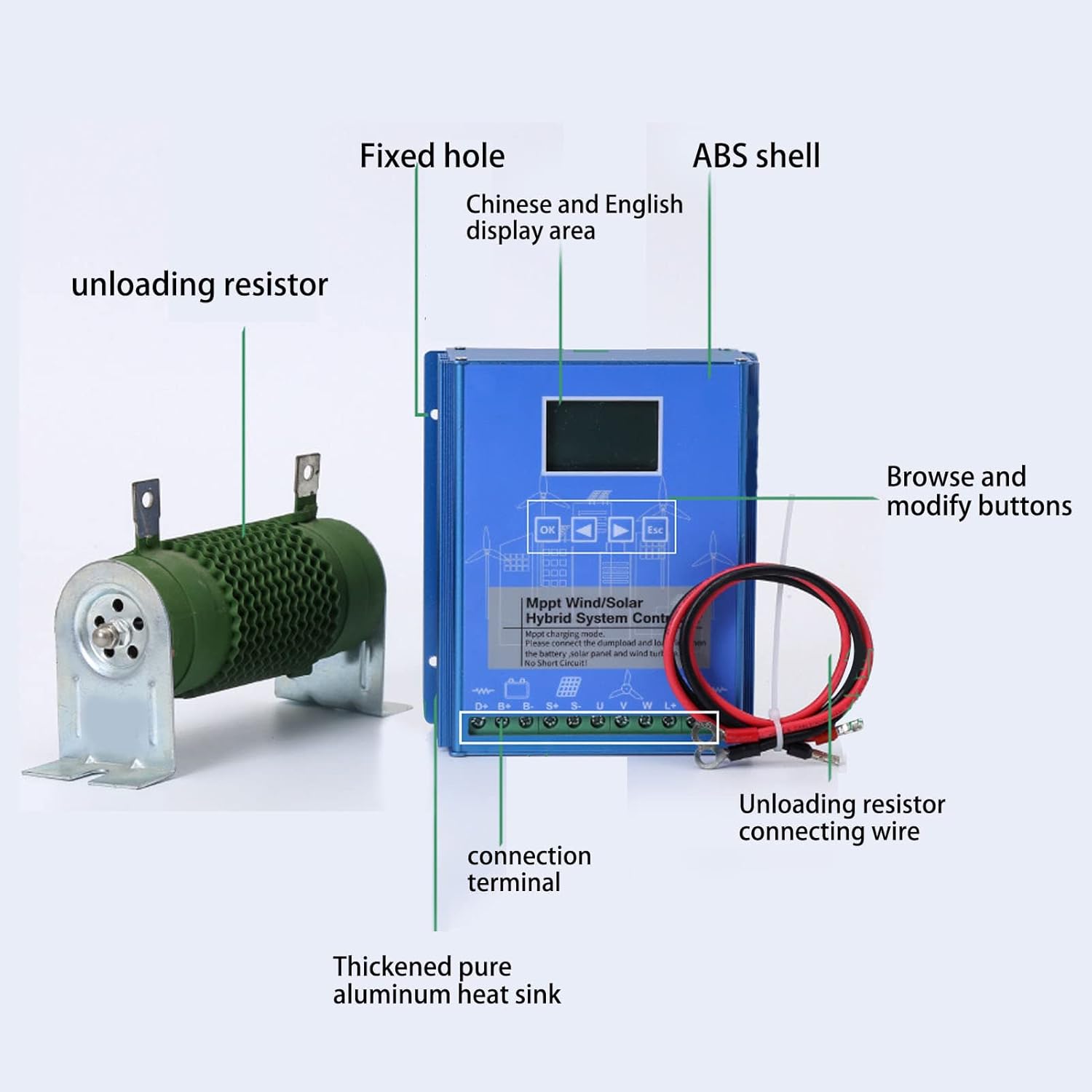 Solar Wind MPPT Charge Controller,4000W 12V 24V 48V 220V Wind Solar Hybrid Charge Controller Withauto Regulator for Home Use Windmill Turbine