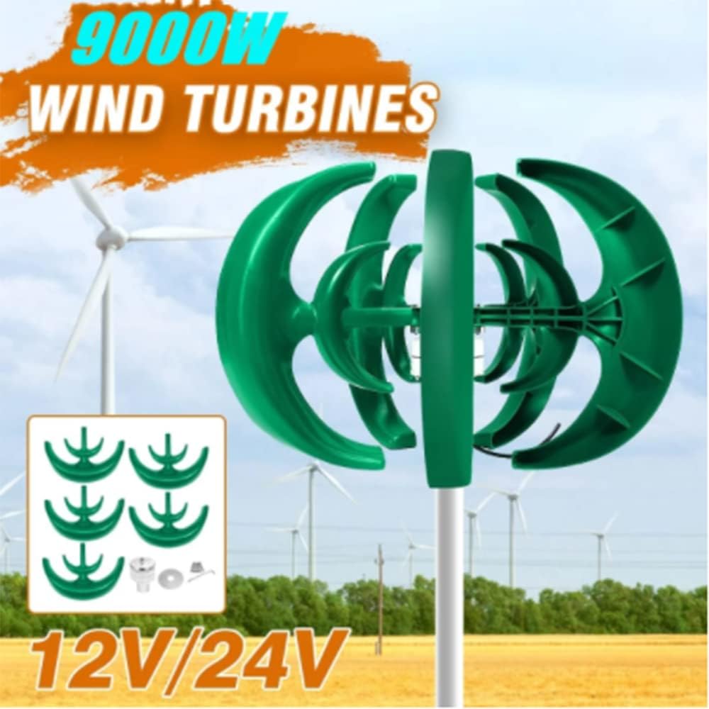 9000W 12V 24V Vertical Axis Wind Turbines Generator Lantern 5 Blades Motor Kit Windmill Energy Charge Turbines for Home Camping