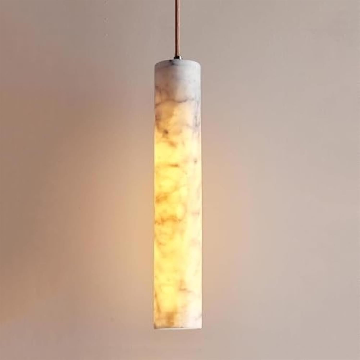 Nordic Modern Linear Chandelier Natural Alabaster Glass Light Pendant White Marble Long Tube Ceiling Hanging Lamp for Bedroom Dining Room Table Hallway Entryway