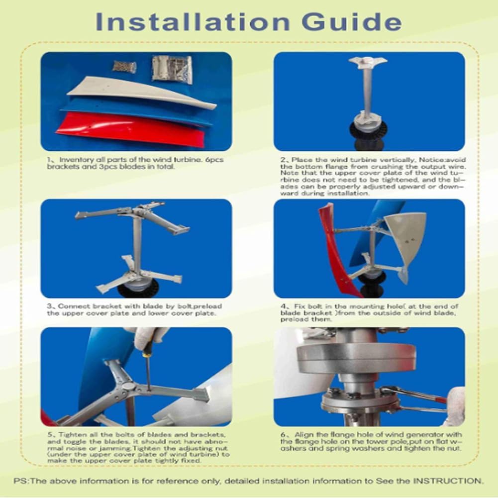 Portable 10000W Wind Power Generator with Controller, 12V 24V 48V 220V Wind Turbine Generator Kit Suitable for Outdoor Power Generation in Courtyards (3 Blades)